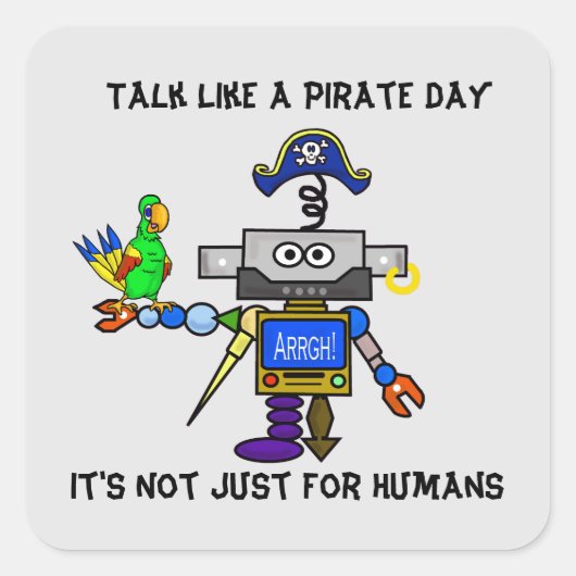 Robot Pirate "praat als een piratendag" stickers (Voorkant)