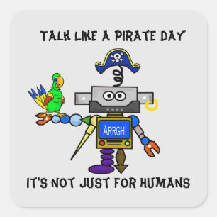 Robot Pirate "praat als een piratendag" stickers