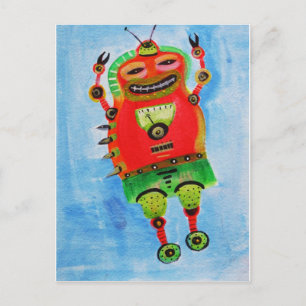 ROBOT POP ART BRIEFKAART