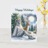 Robot Prettig Vakantieseizoen Tech Meisje  Kaart (Gele Bloem)