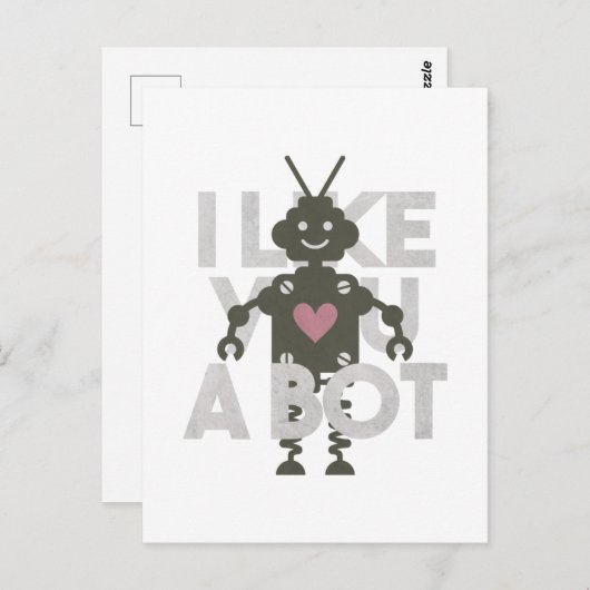 Robot Pun: Ik hou van jou als bot Briefkaart (Voorkant / Achterkant)