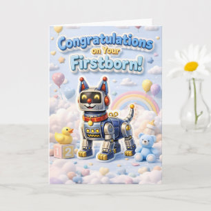 Robot puppy, gefeliciteerd met je eerstgeborene kaart