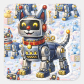Robot puppy zesdelige kinderkamer sticker sheet (Voorkant)