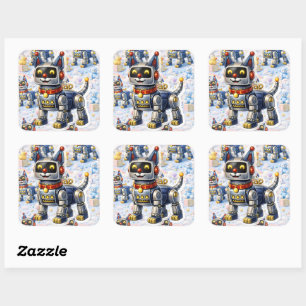 Robot puppy zesdelige kinderkamer sticker sheet