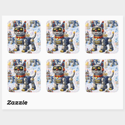 Robot puppy zesdelige kinderkamer sticker sheet (Vel)