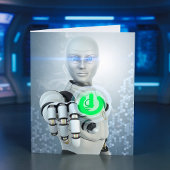 Robot Pushing Power Button Sci-Fi Note-kaarten Kaart