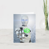 Robot Pushing Power Button Sci-Fi Note-kaarten Kaart (Voorkant)