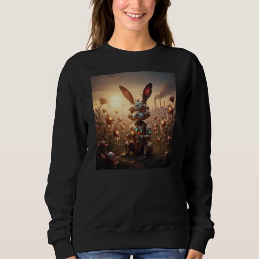 Robot Rabbit in Steampunk Flower Field Trui (Voorkant)
