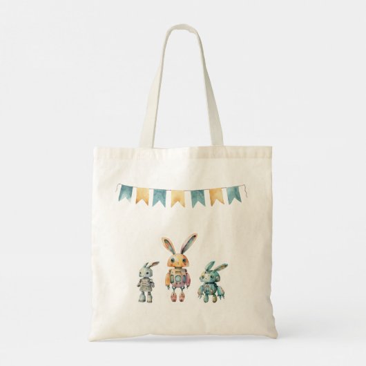 Robot Rabbits Easter Canvas tas (Achterkant)