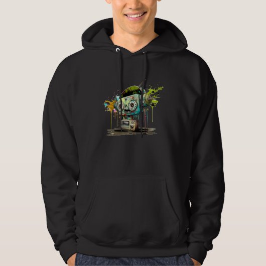 Robot Radio Head Splatter Hoodie (Voorkant)