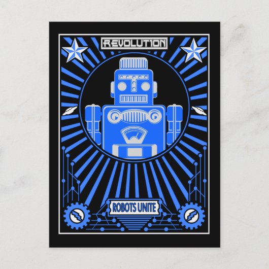 Robot Reolution Blue Briefkaart (Voorkant)