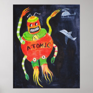 Robot Retro  pop kunst Poster