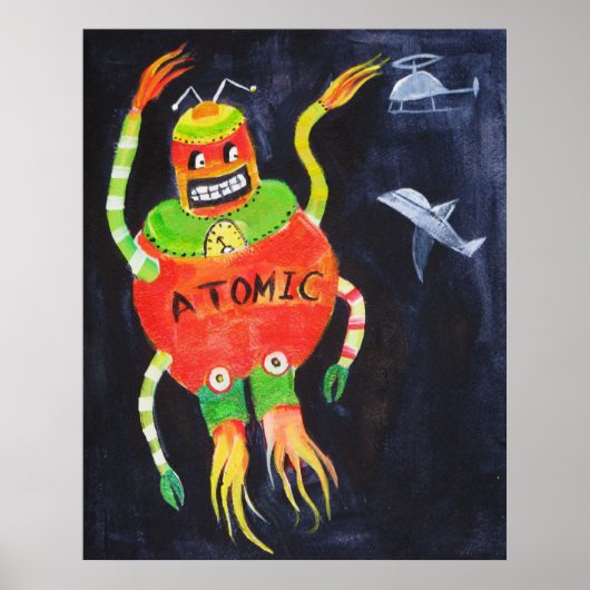 Robot Retro  pop kunst Poster (Voorkant)