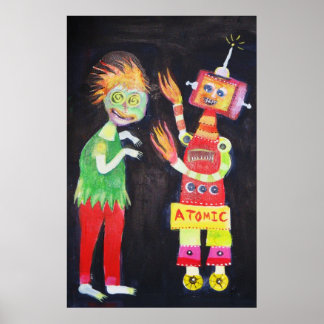 Robot Retro pop kunst Poster