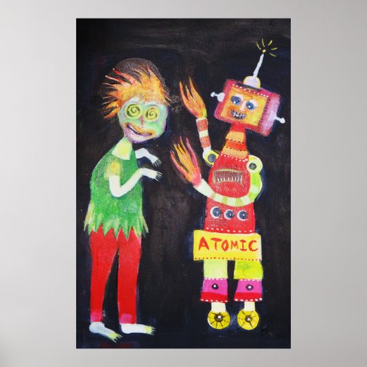 Robot Retro pop kunst Poster (Voorkant)