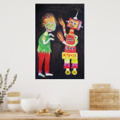Robot Retro pop kunst Poster (Keuken)