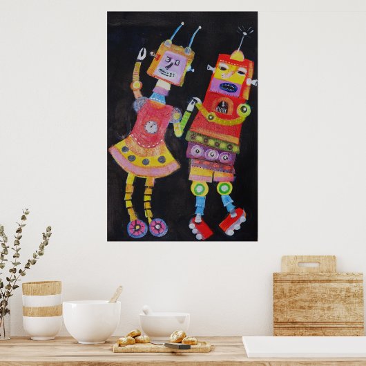 Robot Retro  pop kunst Poster (Keuken)
