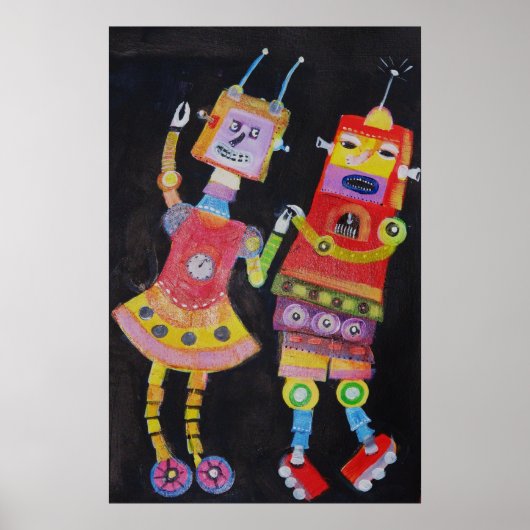 Robot Retro pop kunst Poster (Voorkant)