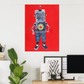 Robot Retro pop kunst Poster (Thuiskantoor)