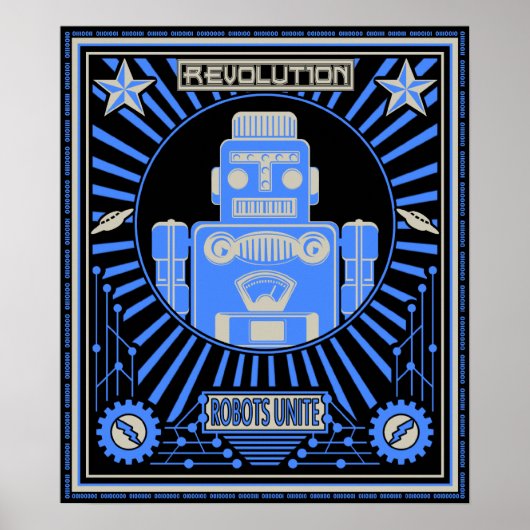 Robot Revolt Blue Poster (Voorkant)