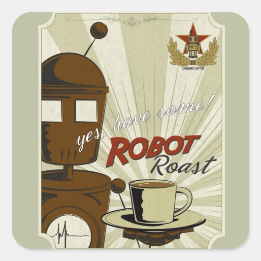 Robot Roast Vierkante Sticker (Voorkant)