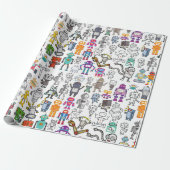 Robot Robotics World Wrapping Paper Cadeaupapier (Uitgerold)