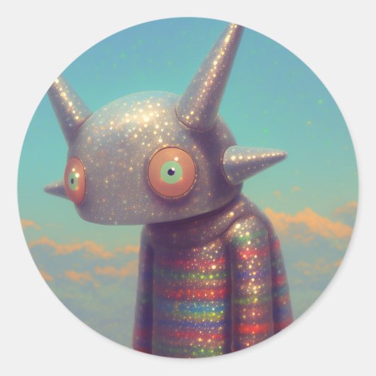 Robot Ronde Sticker (Voorkant)