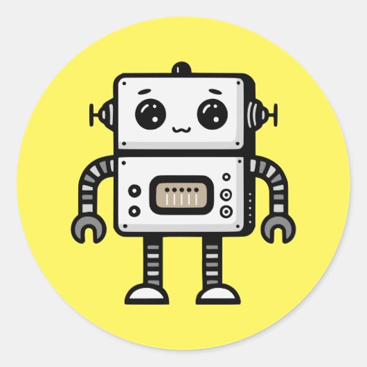 Robot Ronde Sticker (Voorkant)
