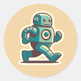 Robot Runner Ronde Sticker