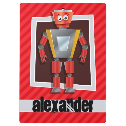 Robot; Scarlet Red Stripes Klembord (Achterkant)