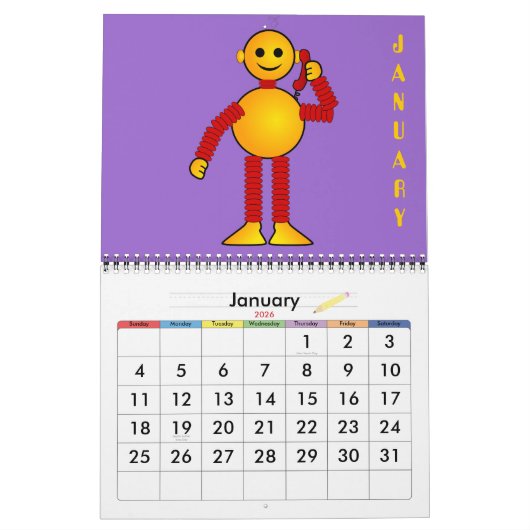 Robot sci-fi cartoon leuke science fiction kalender (Jan 2026)
