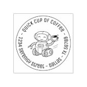 Robot Serving Coffee Business Round Address Rubberstempel (Afrduk)