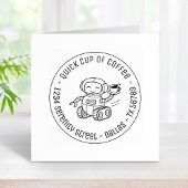 Robot Serving Coffee Business Round Address Rubberstempel