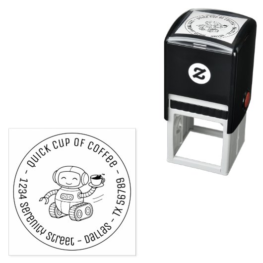 Robot Serving Coffee Business Round Address Zelfinktende Stempel (In situ)
