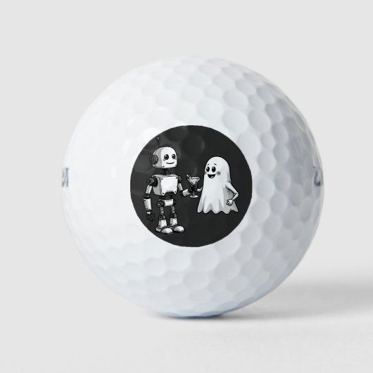 Robot Shaking Ghost Spooky Halloween Rebotic Golfballen (Voorkant)