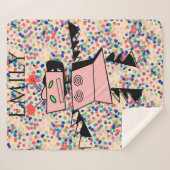 Robot sherpa deken voor meisjes. Aangepaste naam. (Voorkant (horizontaal))