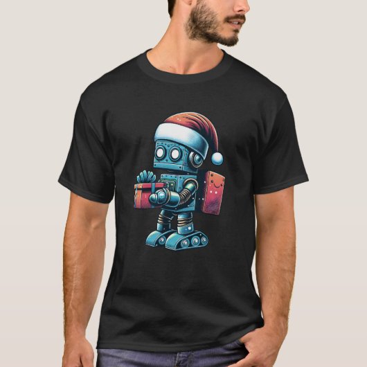 Robot Sinterklaas feestelijke technologie T-shirt (Voorkant)