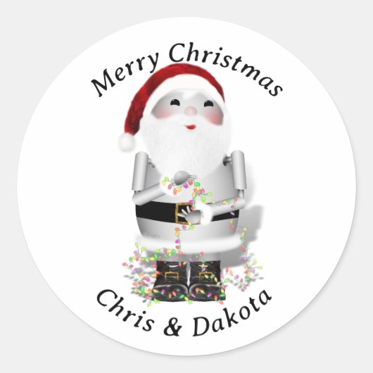 Robot Sinterklaas Kerstmis Ronde Sticker (Voorkant)