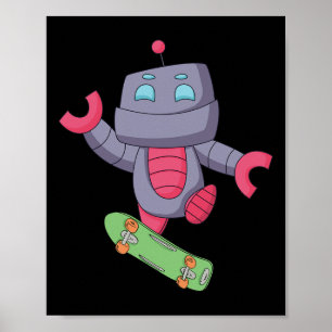 Robot Skateboarden Skater Fingerboarden Schaats Poster