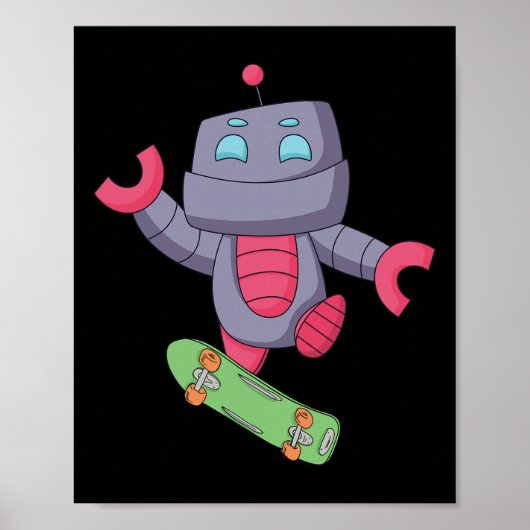 Robot Skateboarden Skater Fingerboarden Schaats Poster (Voorkant)