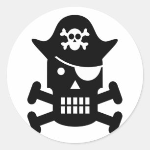 Robot Skull & Crossbones Pirate Ronde Sticker