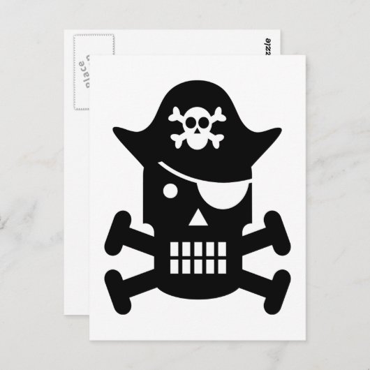 Robot Skull & Crossbones Pirate Silhouette Briefkaart (Voorkant / Achterkant)