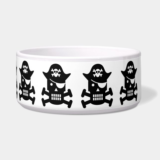 Robot Skull & Crossbones Pirate Silhouette Voerbakje (Rechts)