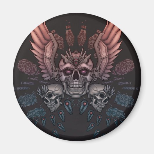Robot Skull + Wings Magneet (Voorkant)