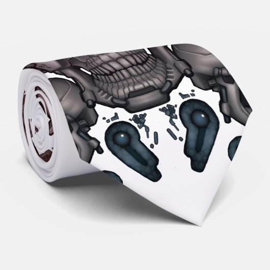 Robot Skull + Wings Stropdas (Opgerold)