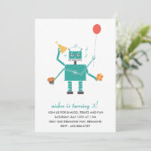 Robot Slaap Slaap Kind Birthday Party Uitnodiging (Staand voorkant)