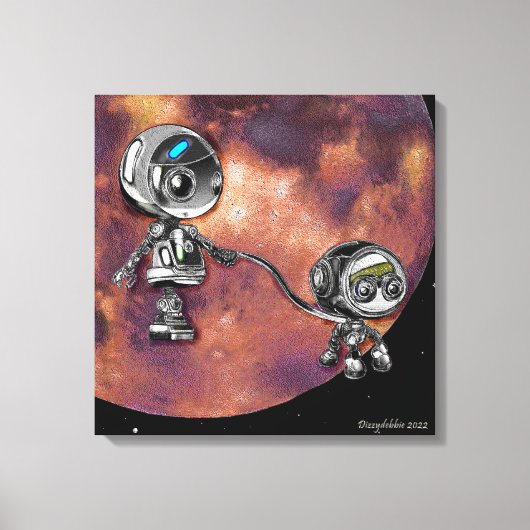Robot Space Walk Canvas Afdruk (Voorkant)
