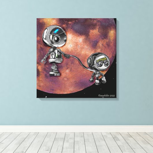 Robot Space Walk Canvas Afdruk (Insitu (Houten vloer))