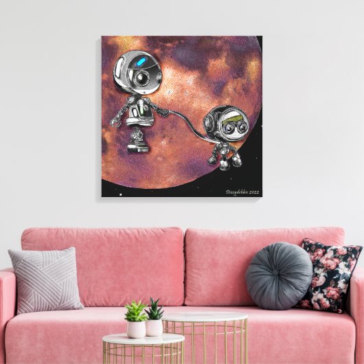 Robot Space Walk Canvas Afdruk (Insitu (Woonkamer))