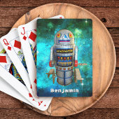 Robot Speelgoed Blue Galaxy Custom Naam  Retro Pokerkaarten